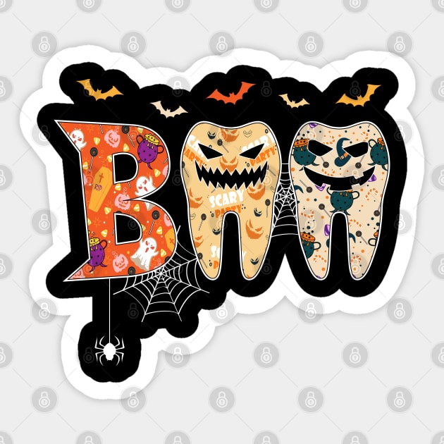 Boo Teeth Funny Dental Halloween Costume Dentist Sticker by WildFoxFarmCo